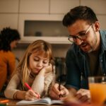 anak belajar bersama orang tua